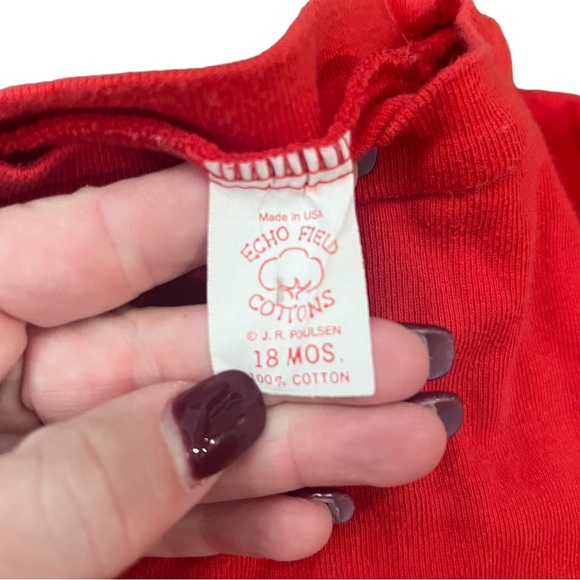 VTG 90's Echo Field Cottons L/S Red Onesie w/ Red Green Blue Plaid Skirt 18 mnth - Picture 4 of 4